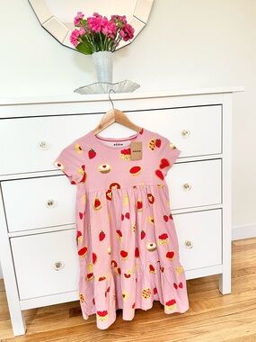 Boden Pink Strawberry & Dessert Print Cotton Dress